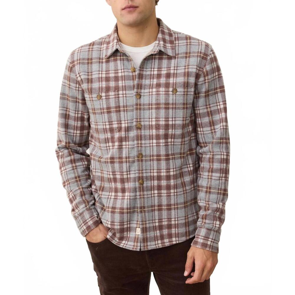 NEW MARINE LAYER austin pacifica stretch twill overshirt in warm plaid